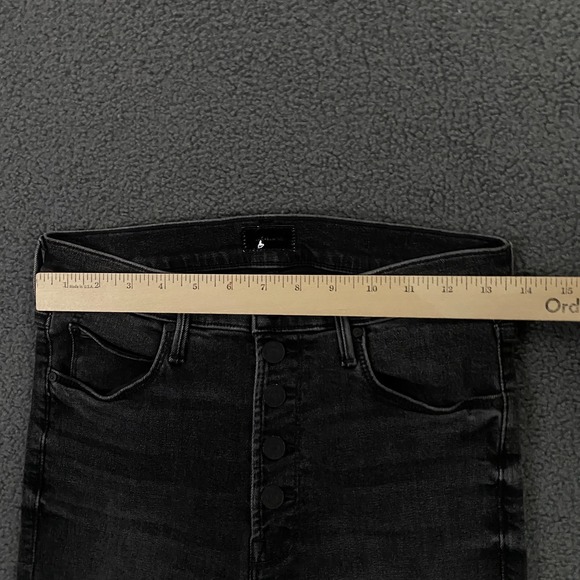 Mother Pixie Dazzler Ankle Fray size 27 Night Shadow Black Stretch Denim - Picture 7 of 10